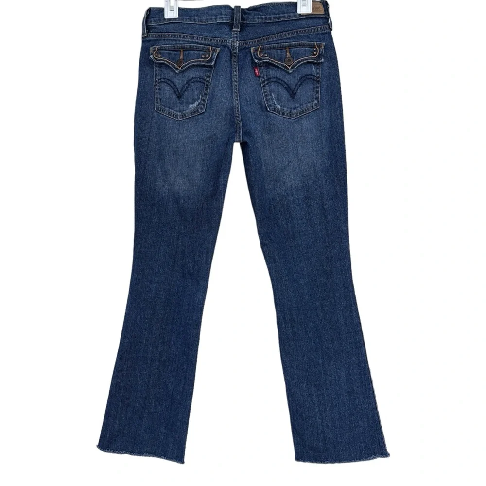 Levi’s Bootcut 515 Ankle Jeans Blue Denim Raw Hem Button Pocket Womens SZ 6 Long